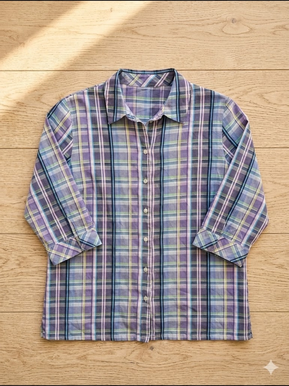 Alia Vintage Purple and Blue Plaid Western Button Down Shirt Coastal Grandma